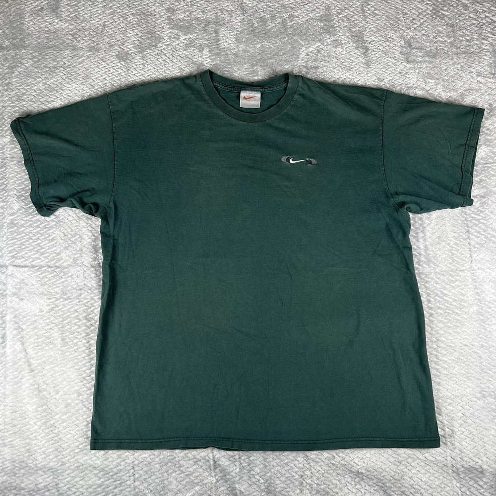 Vintage Y2K Nike Orbit Swoosh Logo Made In USA Green T Shirt XL Rare